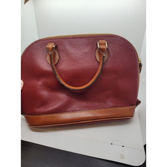 Dooney and Bourke Vtg Pebble Grain Domed Satchel Handbag Too Zip Red Wine - Picture 5 of 12